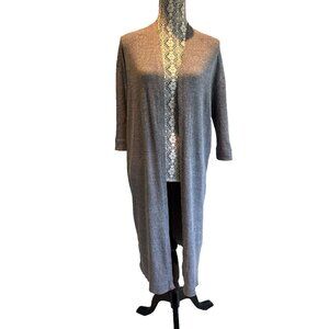 Oak + Fort duster ribbed long cardigan grey open cardigan cottage core size X SM